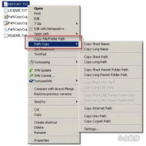 Path Copy Copy – 一键复制文件夹/文件路径与文件名