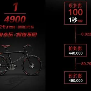 乐视超级自行车开售：3999元 1秒即售罄