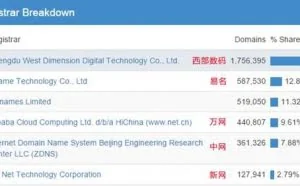 中国新顶级域名注册服务商排名