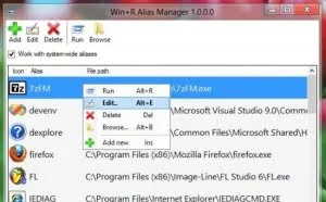 Win+R Alias Manager – Win+R 快速启动管理器
