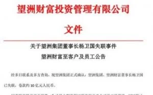 “望洲系”杨卫国卷款10亿失联：开两家P2P圈钱