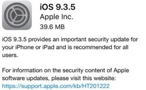 苹果发布iOS 9.3.5 严防iPhone间谍软件