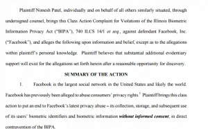 Facebook因面部识别技术吃官司