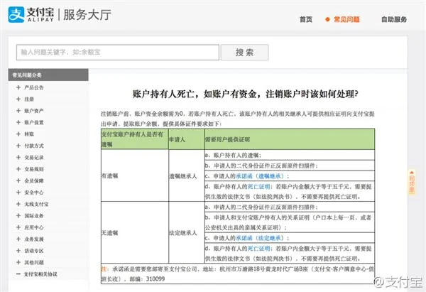 官方Q&A：人去世了 支付宝上的钱咋办？
