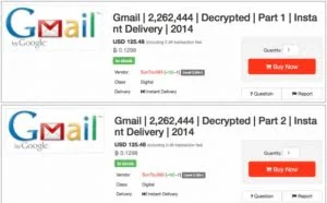 2100万Gmail和500万雅虎账户在黑市公开售卖