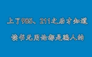 上了985、211之后，才知道读书无用论都是骗人的