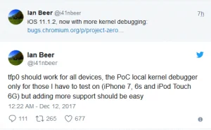 谷歌团队可能很快带来 iOS 11.1.2 越狱
