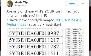 特斯拉告密者公布缺陷车辆识别码 你的车有没有中招？