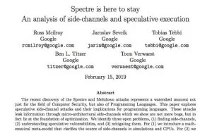 谷歌：光靠软件无法堵住 Spectre 芯片漏洞