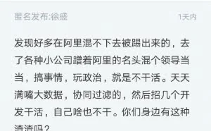 阿里程序员吐槽：混不下去了就去小公司当领导，只动嘴不干活
