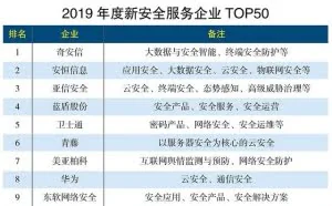 2019年度新安全服务企业TOP50