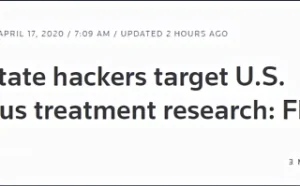 FBI：美国新冠研究机构遭“外国黑客”入侵
