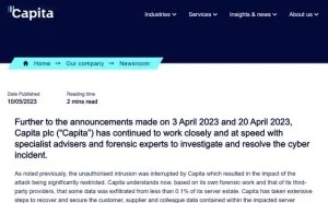 英国最大的商业外包服务商Capita因勒索软件攻击损失2500万美元