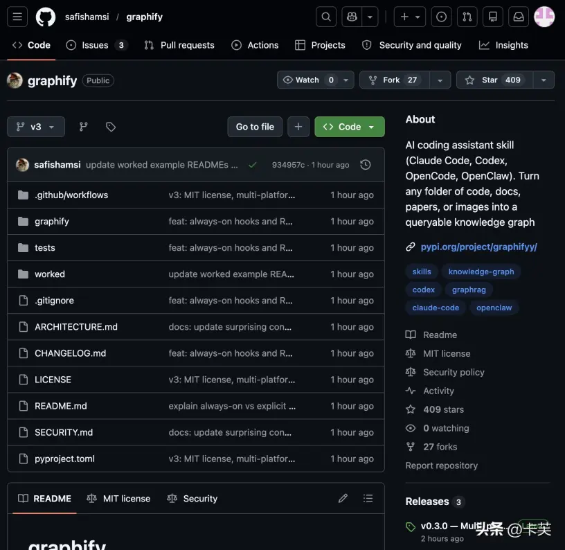 Graphify：文件夹变知识图谱的 AI 编码助手技能插件
